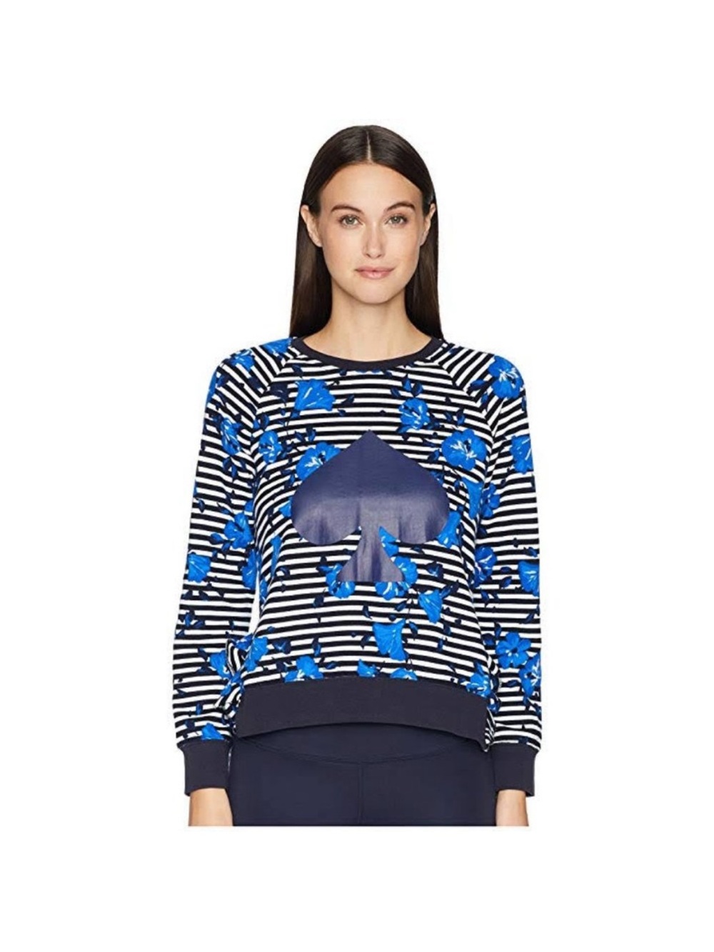 LIKE NEW KATE SPADE HIBISCUS STRIPED SWEATSHIRT
